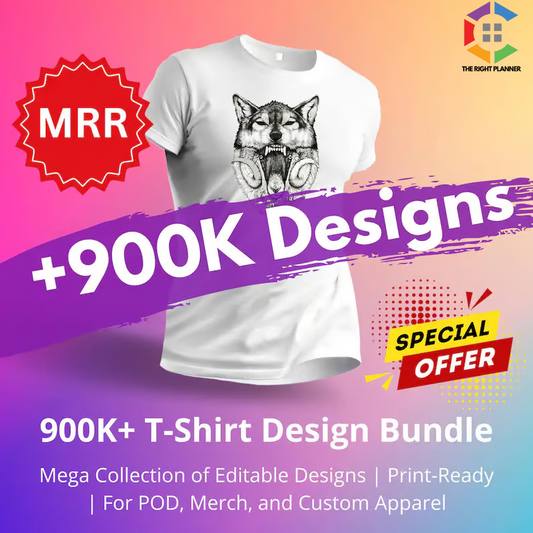 🔥 900K+ T-Shirt Design Bundle 🎨 | PLR, MRR, Resell Rights 🛍️ | Editable & Printable Apparel Designs 👕